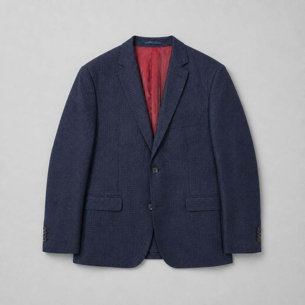 Antonie Cardinni Men's Blue Plaid Silk Blend Suit Blazer Jacket Size 46R